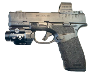 COMBO FCSE FFAA PISTOLA SPRINGFIELD HELLCAT PRO OSP COMP 3,7" (9MM) FUNDA Y LINTERNA WARRIORLAND Y OPTICA OSIGHT S
